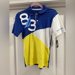 NWT Nautica Kids Polo - Blue, Yellow, White Boys Sz M